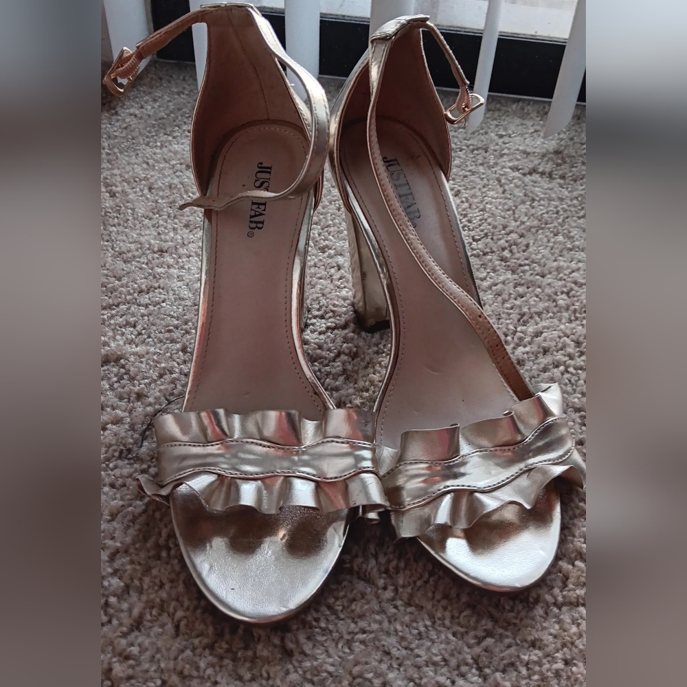 💛Gold Open Toe Heels